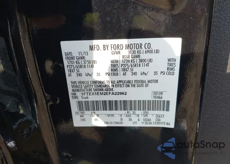 2014 Ford F-150 Xlt из США, поврежденный, VIN 1FTEX1EM2EFA22962